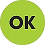 Tape Logic 2" Circle "OK" Inventory Label, Fluorescent Green, 500/Roll~#|#~s0709057_sc7
