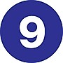 Tape Logic 1" Circle "9" Number Label, Dark Blue, 500/Roll~#|#~s0709086_sc7