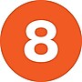 Tape Logic 2" Circle "8" Number Label, Orange, 500/Roll~#|#~s0709246_sc7