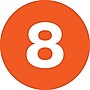 Tape Logic 1" Circle "8" Number Label, Orange, 500/Roll~#|#~s0709251_sc7