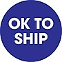 Tape Logic 2" Circle "OK To Ship" Pre Printed Inventory Label, Blue, 500/Roll~#|#~s0709281_sc7