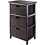 Winsome Omaha Composite Wood Storage Rack With 3 Foldable Corn Husk Baskets, Black (20317)~#|#~s0730492_sc7