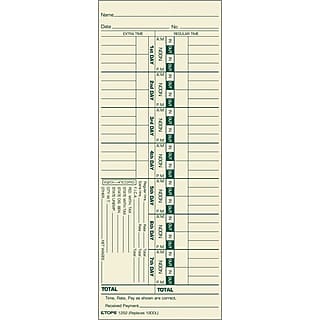 Time Clock Cards- TC-292 Imprinted - Wholesale Auto Dealer Supplies