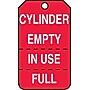 Accuform 5 3/4" x 3 1/4" RP-Plastic Cylinder Tag "CYLINDER EMPTY IN USE/FULL", White On Red, 25/Pack (MGT206PTP)~#|#~s0784675_sc7