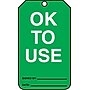Accuform 5 3/4" x 3 1/4" PF-Cardstock Status Tags "OK TO USE", White/Black On Green, 25/Pack (MGT217CTP)~#|#~s0784682_sc7