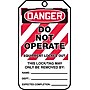 Accuform 5 3/4" x 3 1/4" PF-Cardstock Lockout Tag "DANGER..LOCKED OUT", Red/Black On White, 25/Pack (MLT405CTP)~#|#~s0784694_sc7