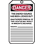Accuform 5 3/4" x 3 1/4" PF-Cardstock Lockout Tag "DANGER..BE REMOVED BY", Red/Black On White, 25/Pack (MLT406CTP)~#|#~s0784695_sc7