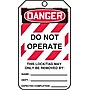 Accuform 5 3/4" x 3 1/4" PF-Cardstock Lockout Tag "DANGER..BE REMOVED BY", Red/Black On White, 25/Pack (MLT406CTP)~#|#~s0784696_sc7
