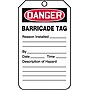 Accuform 5 3/4" x 3 1/4" PF-Cardstock Barricade Tag "DANGER BARRICADE..", Red/Black On White, 25/Pack (TAB104CTP)~#|#~s0784751_sc7