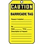 Accuform 5 3/4" x 3 1/4" PF-Cardstock Barricade Tag "CAUTION BARRICADE..", Black On Yellow, 25/Pack (TAB105CTP)~#|#~s0784753_sc7