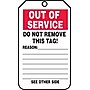Accuform 5 3/4" x 3 1/4" RP-Plastic Status Tags "OUT..", Red/Black On White, 25/Pack (TRS243PTP)~#|#~s0784780_sc7