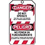 Accuform 5 3/4" x 3 1/4" PF-Cardstock Bilingual Lockout Tag "DANGER DO..", Red/Black On White, 25/Pack (TSP101CTP)~#|#~s0784795_sc7