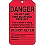 Accuform 5 3/4" x 3 1/4" PF-Cardstock Scaffold Status Tag "DANGER DO NOT USE..", Black On Red, 25/Pack (TSS101CTP)~#|#~s0784797_sc7