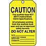 Accuform 5 3/4" x 3 1/4" PF-Cardstock Scaffold Tags "CAUTION THI..", Black On Yellow, 25/Pack (TSS102CTP)~#|#~s0784799_sc7