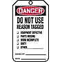 Accuform 5.75" x 3.25" PF-Cardstock Safety Tag "DANGER..REASON TAGGED", Red/Black On White, 25/Pack (MDT219CTP)~#|#~s0791917_sc7