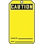 Accuform 5 3/4" x 3 1/4" Plastic Blank Front Safety Tags "CAUTION..", Black On Yellow, 25/Pack (MDT623PTP)~#|#~s0791924_sc7