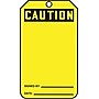 Accuform 5 3/4" x 3 1/4" Plastic Blank Front & Back Tags "CAU..", Black On Yellow, 25/Pack (MGT200PTP)~#|#~s0791928_sc7