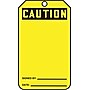 Accuform 5 3/4" x 3 1/4" Plastic Blank Front & Back Tags "CAU..", Black On Yellow, 25/Pack (MGT200PTP)~#|#~s0791929_sc7