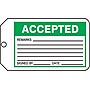 Accuform 5 3/4" x 3 1/4" RP-Plastic Production Tags "ACCEPTED", Green/Black On White, 25/Pack (MMT301PTP)~#|#~s0791933_sc7