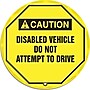 Accuform 24" Steering Wheel Message Cover "CAUTION DISABLED VEHICLE..", Black On Yellow (KDD739)~#|#~s0810209_sc7