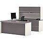 Bestar Connexion Collection 71" U-Shaped Desk with Oversize Pedestal and Hutch, Sandstone/Slate (93863-59)~#|#~s0810480_sc7