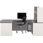 Bestar Connexion Collection 71" U-Shaped Desk with Oversize Pedestal and Hutch, Sandstone/Slate (93863-59)~#|#~s0810481_sc7