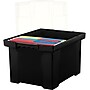 Storex Storage Plastic File Tote with Comfort Grips, Letter/Legal Size, Black/Clear (61528U01C)~#|#~s0870701_sc7