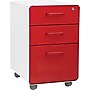 Poppin Stow File Cabinet Rolling Fully Loaded 3-Drawer, White + Red (101058)~#|#~s0948143_sc7