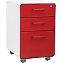 Poppin Stow File Cabinet Rolling Fully Loaded 3-Drawer, White + Red (101058)~#|#~s0948585_sc7
