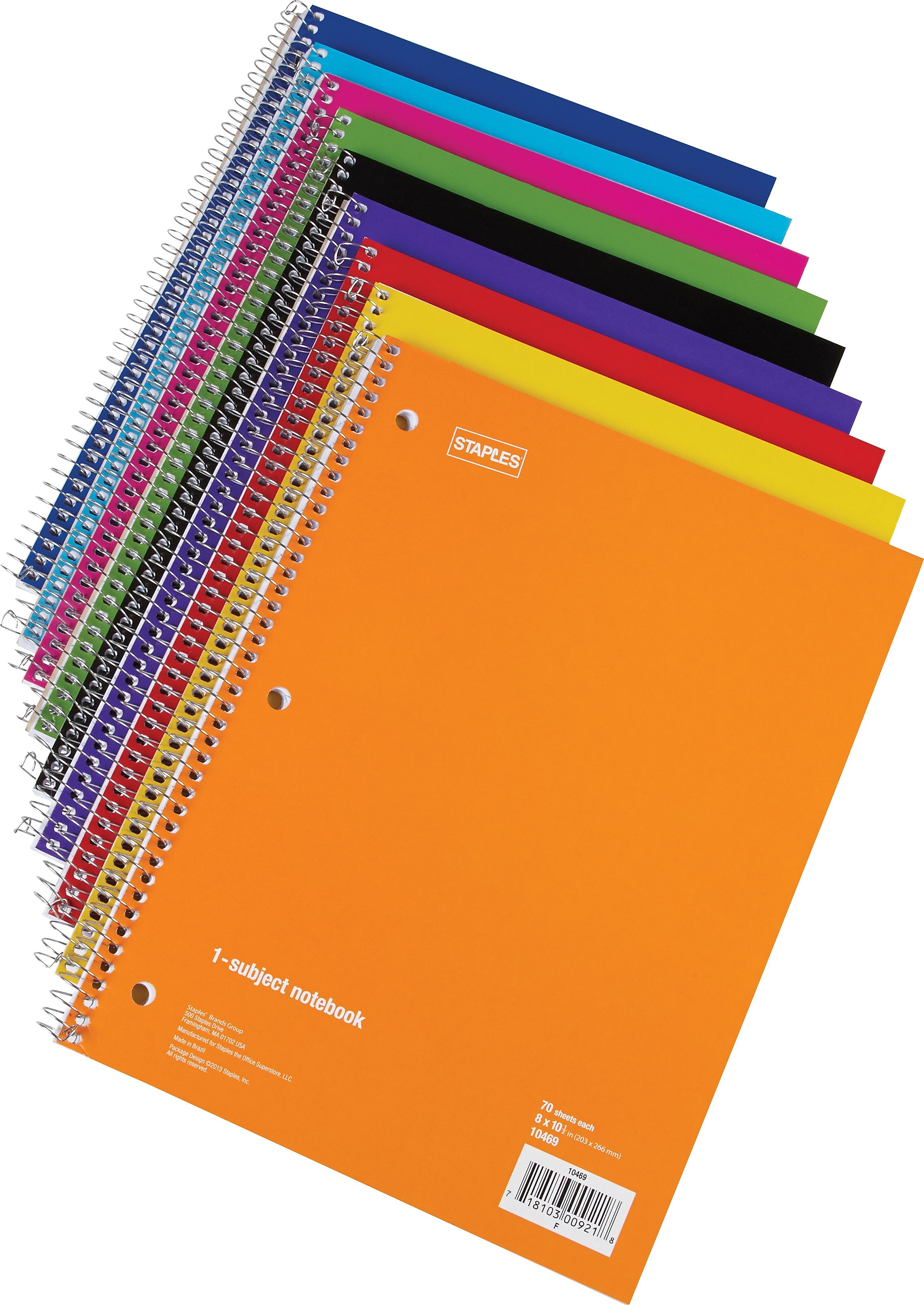 Staples 1 Subject Notebook 8" x 101/2" College Ruled 48 pack 27498CT
