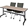 Regency Seating Kobe 72" Flip Top Mobile Training Table, Beige & 2 Apprentice Chairs, Black (MKFT7224BE09BK)~#|#~s1076245_sc7
