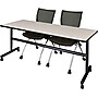 Regency Seating Kobe 72" Flip Top Mobile Training Table, Maple & 2 Apprentice Chairs, Black (MKFT7224PL09BK)~#|#~s1076282_sc7