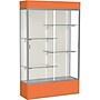 Ghent Spirit 48"W x 80"H x 16"D Lighted Floor Case, Plaque Back, Satin Finish, Orange Base and Top~#|#~s1080425_sc7