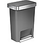 simplehuman Plastic Step Trash Can, Gray And Silver, 12 Gal. (CW1386)~#|#~s1100518_sc7