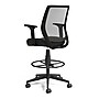 Staples Essentials Fabric Drafting Stool with Backrest and Footrest, Black (UN59384)~#|#~s1194435_sc7