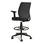 Staples Essentials Fabric Drafting Stool with Backrest and Footrest, Black (UN59388)~#|#~s1194447_sc7