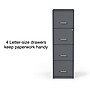 Staples 4-Drawer Vertical File Cabinet, Letter Size, Lockable, 45.8"H x 14.3"W x 18.9"D, Charcoal (ST52148-CC)~#|#~s1212960_sc7