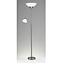 Adesso® Piedmont 71"H Brushed Steel 300W Torchiere Floor Lamp with Reading Light and White Plastic Shades (7202-22)~#|#~sp100563117_sc7