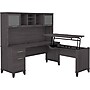 Bush Furniture Somerset 72"W 3 Position Sit to Stand L Shaped Desk with Hutch, Storm Gray (SET015SG)~#|#~sp101295424_sc7