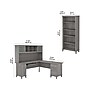 Bush Furniture Somerset 72"W L Shaped Desk with Hutch and 5 Shelf Bookcase, Platinum Gray (SET011PG)~#|#~sp101401621_sc7