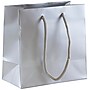 JAM Paper Glossy Gift Bag with Rope Handles, 6.5" x 6.5" x 3.5", Silver, 3 Bags/Pack (896GLSIA)~#|#~sp109345543_sc7