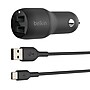 Belkin BOOST CHARGE Dual USB-A Car Charger, 24W + USB-A to USB-C Cable, Black~#|#~sp109346837_sc7