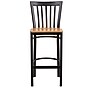 Flash Furniture HERCULES Series Traditional Metal School House Back Restaurant Barstool, Black/Natural Wood (XU6R8BSCHBARNTW)~#|#~sp112224740_sc7