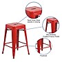 Flash Furniture Kai Industrial Metal Counter Stool without Back, Red (CH3132024RED)~#|#~sp116164284_sc7
