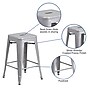 Flash Furniture Kai Industrial Metal Counter Stool without Back, Silver (CH3132024SIL)~#|#~sp116164297_sc7