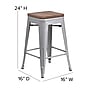 Flash Furniture Kai Industrial Metal Counter Stool without Back, Silver (CH3132024SIL)~#|#~sp116164298_sc7
