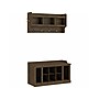 Bush Furniture Woodland 40W Shoe Storage Bench with Shelves and Wall Mounted Coat Rack, Ash Brown (WDL004ABR)~#|#~sp117517715_sc7