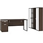 Bestar Aquarius 66" Computer Desk with Single Pedestal and 2 Storage Cabinets, Antigua/White (114851-000052)~#|#~sp118567417_sc7