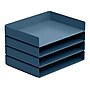 Poppin Stackable Front Loading Letter Tray, Letter Size, Slate Blue, 4/Pack (108519)~#|#~sp119193688_sc7