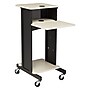 Oklahoma Sound PRC Series 4-Shelf Metal Mobile Presentation Cart with Lockable Wheels, Black/Ivory Wood (PRC200)~#|#~sp121246407_sc7